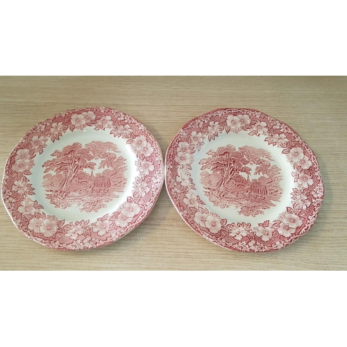 47 - 2 x Wedgwood 'Woodland Scene' Plates, (Ø: 25cm), Woods Ware Three Section Hors D'Ouvre Plate (Ø: 27.... 