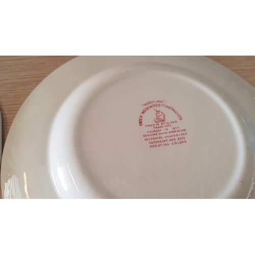 47 - 2 x Wedgwood 'Woodland Scene' Plates, (Ø: 25cm), Woods Ware Three Section Hors D'Ouvre Plate (Ø: 27.... 