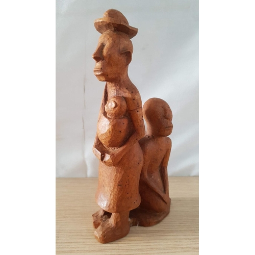 50 - Naive Wood Carving of South American Family, (Approx. 24 x 11cm)