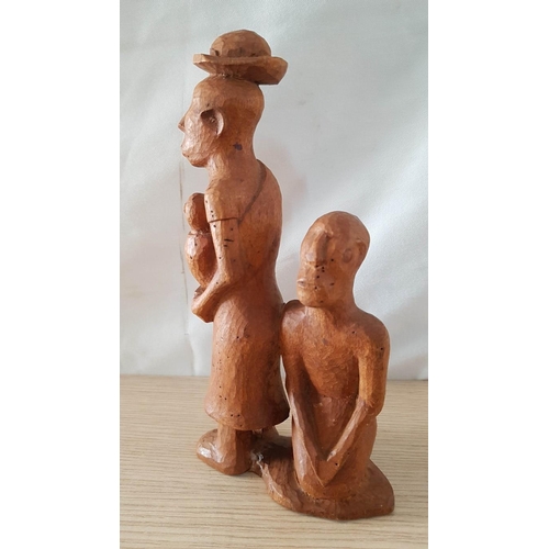 50 - Naive Wood Carving of South American Family, (Approx. 24 x 11cm)