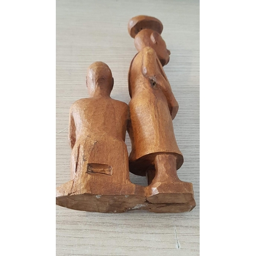 50 - Naive Wood Carving of South American Family, (Approx. 24 x 11cm)