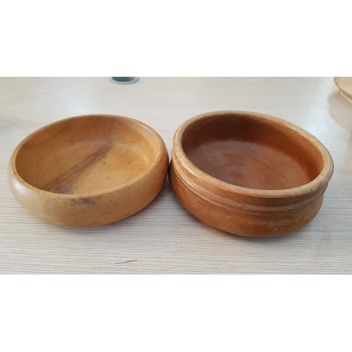 64 - 5 x Turned Wooden Bowls, Ranging From Burmese Teak to English Elm, (Approx. Ø: 14 - 19cm), (5)