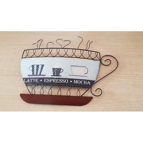 71 - Pressed Metal Wall Art 'Coffee Advertising' by Jennifer Pugh, (Approx. 45 x 36cm)