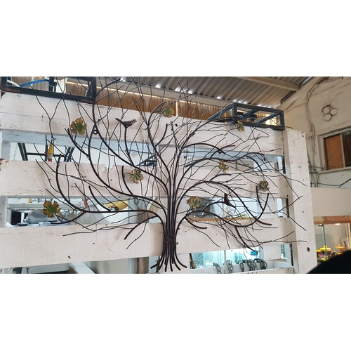 73 - Metal Wall Art with Tree, Leaf and Birds, (Approx. 86 x 66cm)