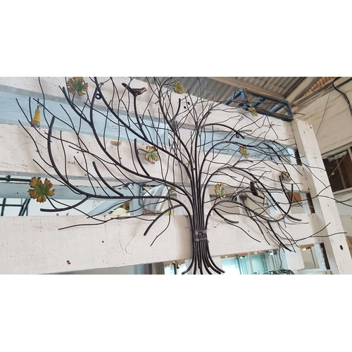 73 - Metal Wall Art with Tree, Leaf and Birds, (Approx. 86 x 66cm)