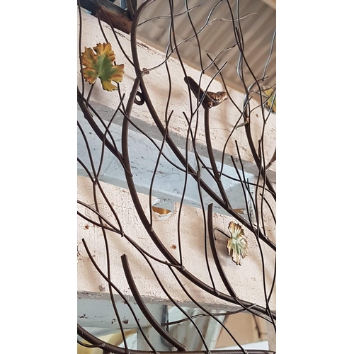 73 - Metal Wall Art with Tree, Leaf and Birds, (Approx. 86 x 66cm)