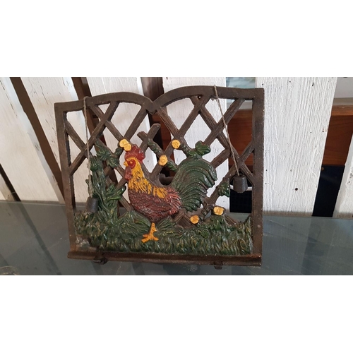 83 - Vintage Cast Iron Book Rest with Cockerel Motif, (Approx. 25 x 22cm)