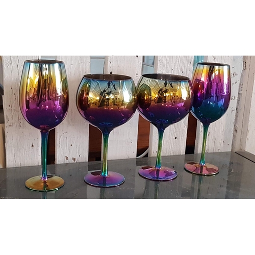 85 - 4 x Pieces of Iridescent Glasses, (Approx. H: 20-23cm)