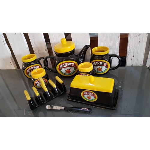 9 - Marmite Breakfast Set; Comprising of Tea Pot, Toast Rack, Butter Dish, Two Beakers, 2 Egg Cups and B... 