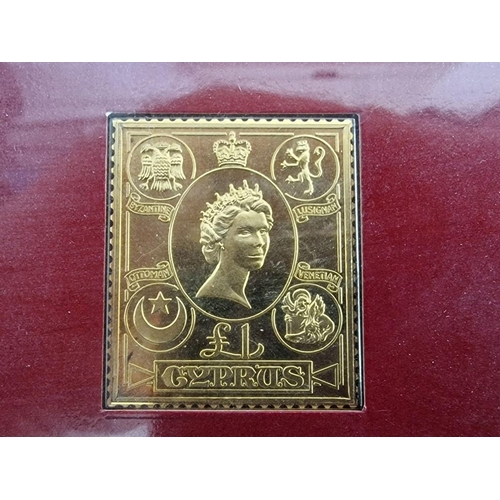 1 - 'The Empire Collection' Gilded Sterling Silver Replica of £1 1955 Cyprus Stamp, in Presentation Fold... 