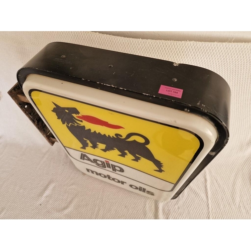 104 - Vintage Double Sided 'Agip Motor Oils' Wall Hanging Illuminated Sign, (Untested), (Approx. H: 63, W:... 