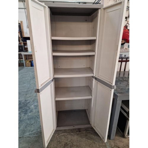 3 - Plastic Garden / Patio Storage Cupboard, with Double Doors and 4 x Internal Shelves (Adjustable), (A... 