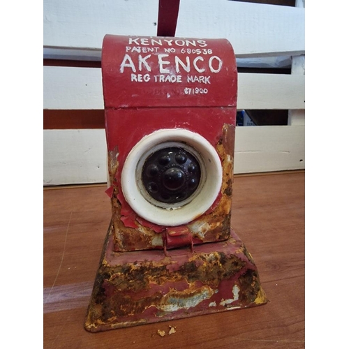 124 - A Vintage Kenyons 'Akenco' Serilight Red Lens Safety / Warning Lamp, Used for Railroad and Road Lamp... 