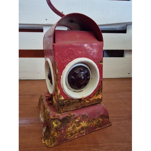 124 - A Vintage Kenyons 'Akenco' Serilight Red Lens Safety / Warning Lamp, Used for Railroad and Road Lamp... 