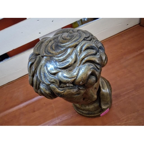 125 - Bronze Effect (Painted Concrete?) Bust of Michelangelo's 'David', (Approx. H: 32cm)