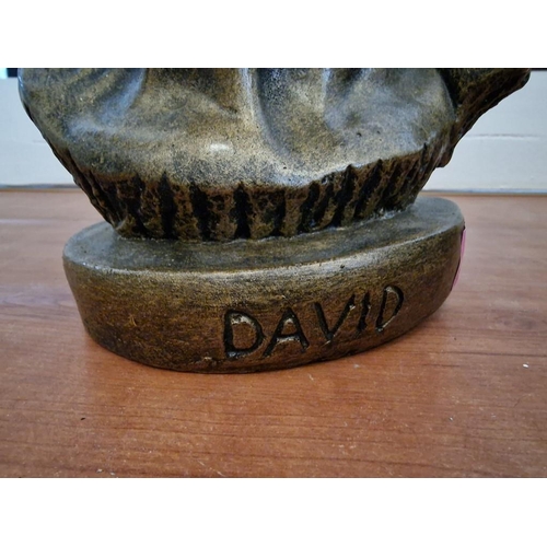 125 - Bronze Effect (Painted Concrete?) Bust of Michelangelo's 'David', (Approx. H: 32cm)