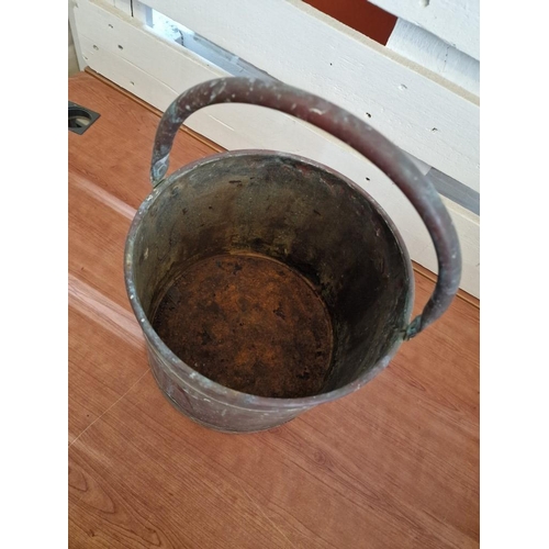 128 - Vintage Copper & Brass (?) Bucket / Planter with Carrying Handle, (Approx. Ø: 28cm, H: 24cm + Handle... 