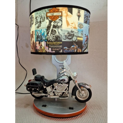 2 - Harley Davidson Table / Side Lamp; With Night Light and Sound of Motor Cycle, * Basic Test and Worki... 