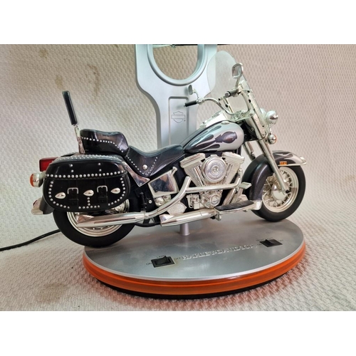 2 - Harley Davidson Table / Side Lamp; With Night Light and Sound of Motor Cycle, * Basic Test and Worki... 