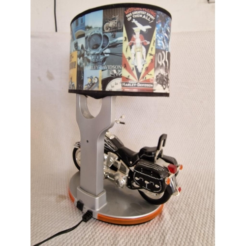 2 - Harley Davidson Table / Side Lamp; With Night Light and Sound of Motor Cycle, * Basic Test and Worki... 