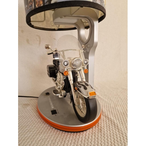 2 - Harley Davidson Table / Side Lamp; With Night Light and Sound of Motor Cycle, * Basic Test and Worki... 