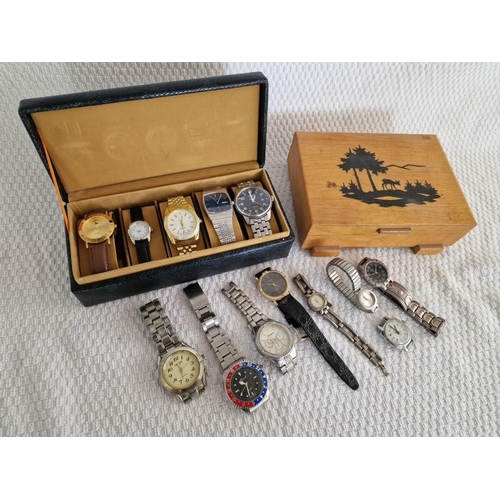 79 - Collection of Assorted Wrist Watches, (Untested or A/F), Together with Black Colour 5-Watch Box and ... 