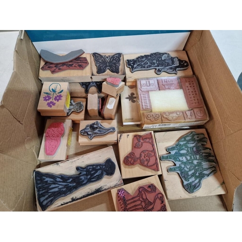 78 - Collection of Wood and Rubber Craft Stamps, 'We R Memory Keepers' Punch and Qty of Paper Till Rolls