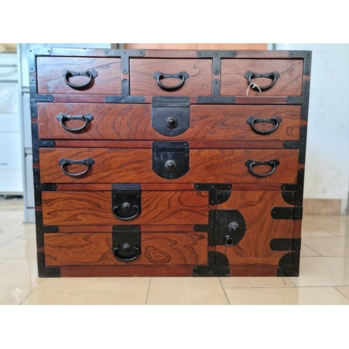 122 - South Korean or Japanese 'Tansu' Cabinet; a Beautiful Asian Wooden Unit with 7-Drawers and 1-Cupboar... 