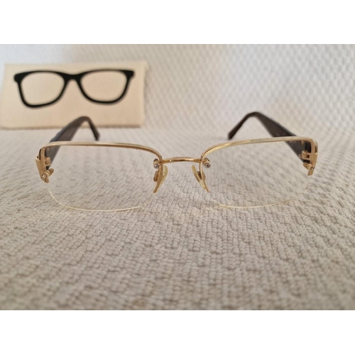 145 - Chanel Glasses with Gold Tone Frames, Diamond Effect 'CC' and Brown Colour 'Quilted' Arms, Made in I... 