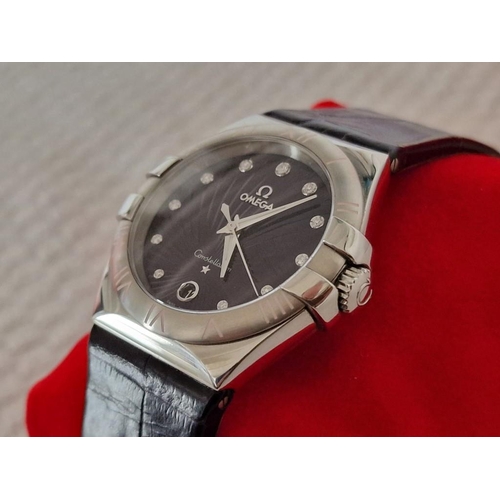 150 - Omega Constellation Wrist Watch with Diamond Hour Markers and Purple Supernova Dial, on Purple Allig... 