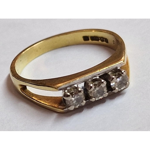 153 - 18ct Gold and 3 Diamond Ring, (Approx. Size N, 3.7g)