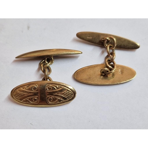 156 - Pair of 9ct Gold Cufflinks, (Approx. 20 x 8mm Face, Total Weight: 6.1g)