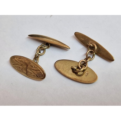 156 - Pair of 9ct Gold Cufflinks, (Approx. 20 x 8mm Face, Total Weight: 6.1g)