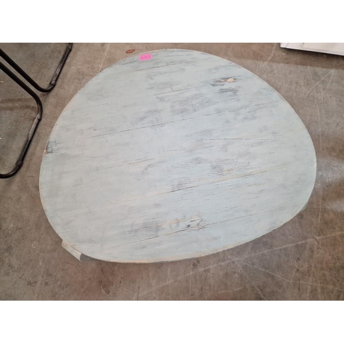 165 - Pebble Shape Coffee / Side Table, Pale Green Wash Wood Effect, (Approx. 74 x 64 x 46cm)