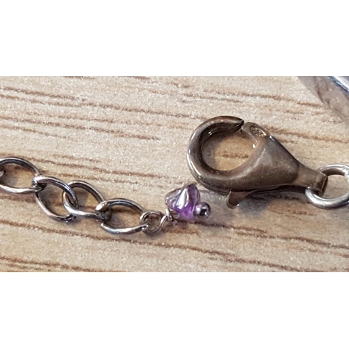 199 - 3-Strand Amethyst / Purple Colour Stone Bracelet with Silver Clasp, (Approx. L: 19cm)