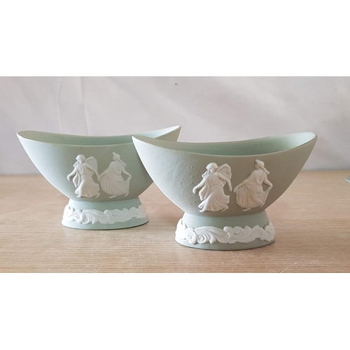 201 - Wedgwood Jasperware & Ronson Table Lighters in Green and Lilac Colours with Decorative White Relief,... 