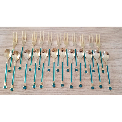 6 - Collection of Gold Plated Stainless Steel Japanese Dessert Forks (11) and Spoons (12)