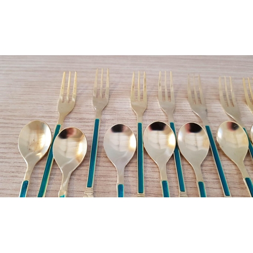 6 - Collection of Gold Plated Stainless Steel Japanese Dessert Forks (11) and Spoons (12)