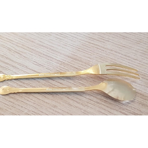 6 - Collection of Gold Plated Stainless Steel Japanese Dessert Forks (11) and Spoons (12)