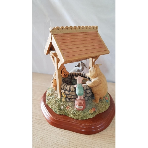 60A - 'Poohs Wishing Well', Classic Pooh Sculpture (A0101) from Border Fine Art Studio on Wooden Base, (Ap... 