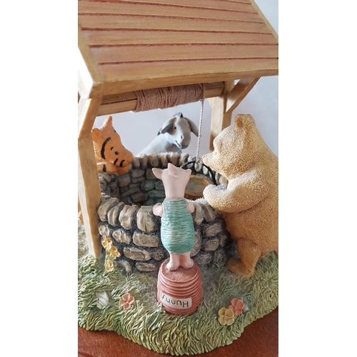 60A - 'Poohs Wishing Well', Classic Pooh Sculpture (A0101) from Border Fine Art Studio on Wooden Base, (Ap... 