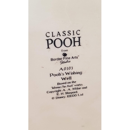 60A - 'Poohs Wishing Well', Classic Pooh Sculpture (A0101) from Border Fine Art Studio on Wooden Base, (Ap... 