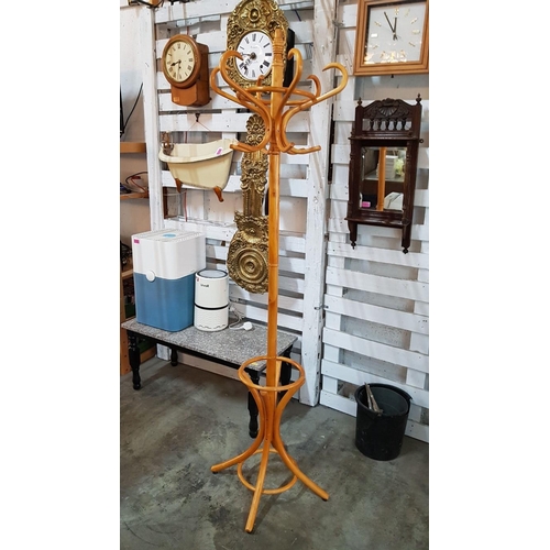 61A - Light Wood Coat / Hat Stand, Free Standing