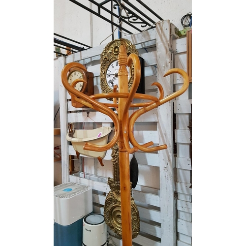 61A - Light Wood Coat / Hat Stand, Free Standing