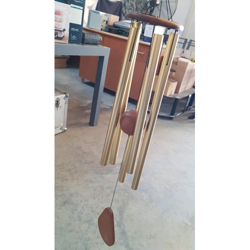 87 - Wind Chimes, Teak Wood with Hanging Aluminium Tubes