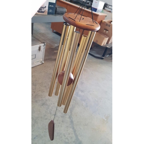 87 - Wind Chimes, Teak Wood with Hanging Aluminium Tubes