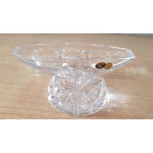 90 - Bohemia Lead Crystal Tea Light Holder, (Approx. 21.5 x 7 x 3.5cm), Together with Cut Glass Dome Pape... 