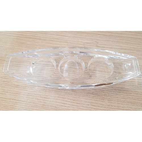 90 - Bohemia Lead Crystal Tea Light Holder, (Approx. 21.5 x 7 x 3.5cm), Together with Cut Glass Dome Pape... 