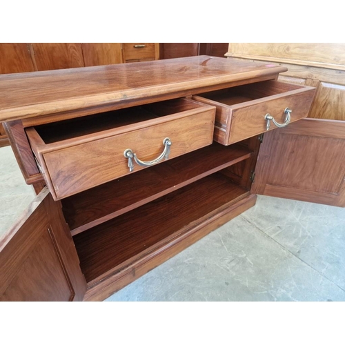 137 - Solid Wood Sideboard with 2 x Drawers and Double Cupboard, (Approx. 90 x 45 x 65cm)