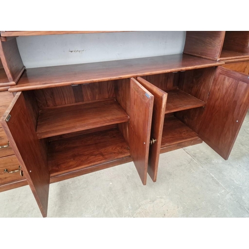 138 - Impressive Solid Wood Office Sideboard with Arched Top and 10-Open Sections for Files / Binders, Gla... 